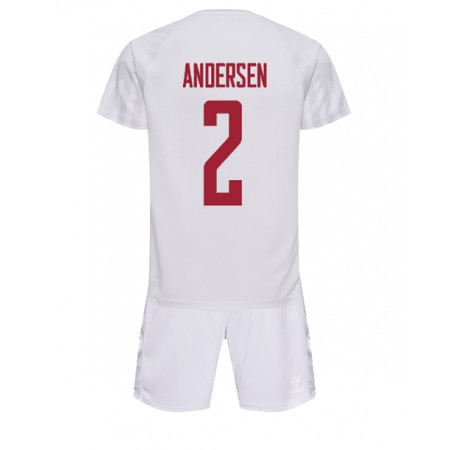 Danmark Joachim Andersen 2 Matchtröjor Barn Borta Fotbollströja VM 2022